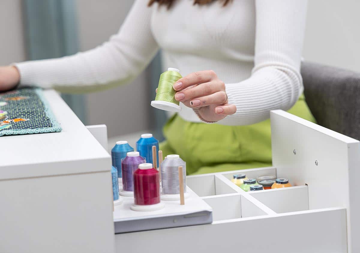 Sewing cabinet in a sewing room