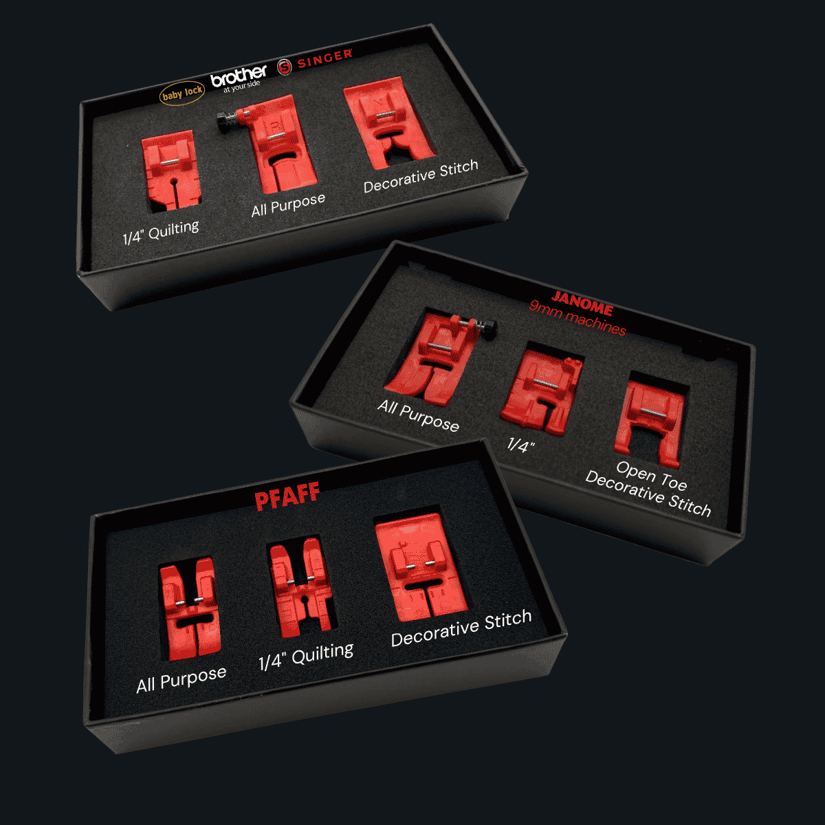 SewFine Ultra T Pro Foot Set main image with all brands