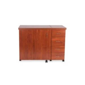 Arrow Harriet sewing cabinet closed in teak finish