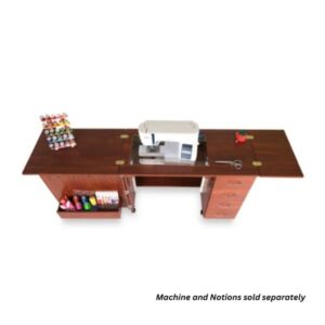 Top view of Arrow Harriet sewing cabinet teak finish