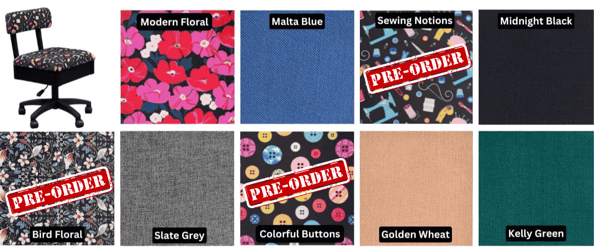 Sew Fine chair color options