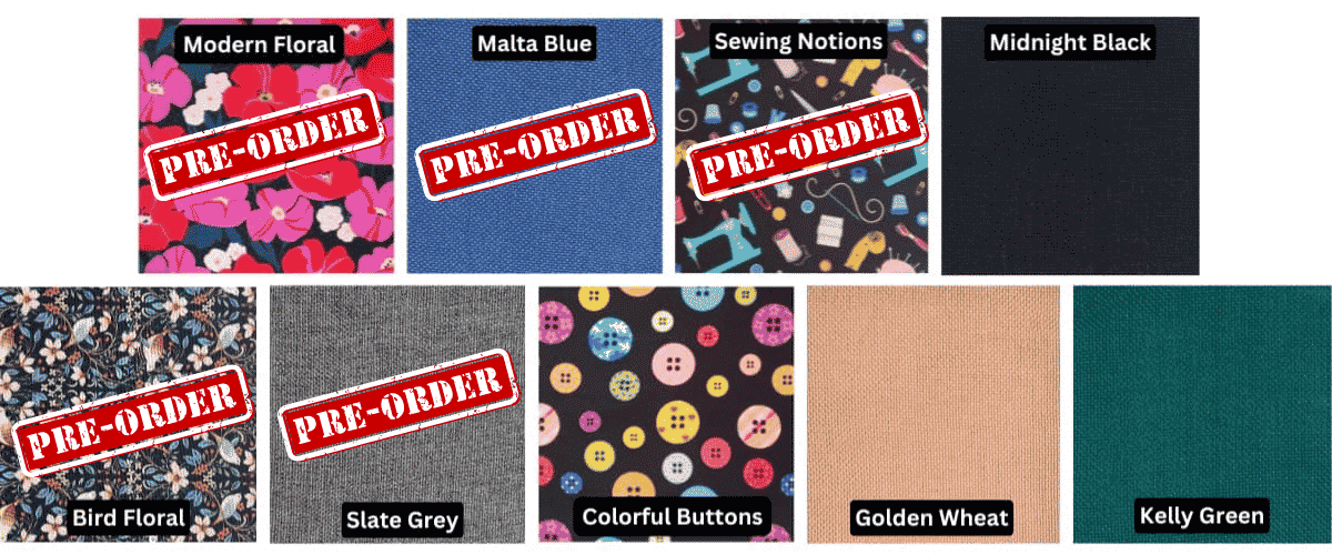 SewFine Chair Fabric Swatches with pre-orde stamps